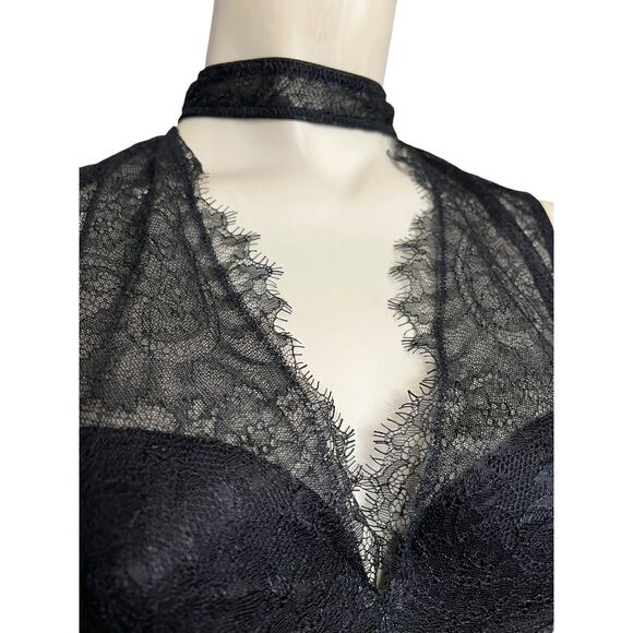 Victoria's Secret Dream Angels Lined Plunge Bra Black Lace High Neck Collar 34C - Picture 3 of 7